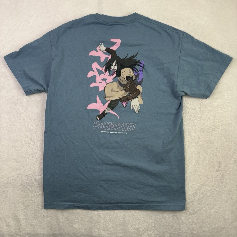 Naruto Shippuden Primitive Orochimaru Blue Short Sleeve Graphic Shirt Men's LG